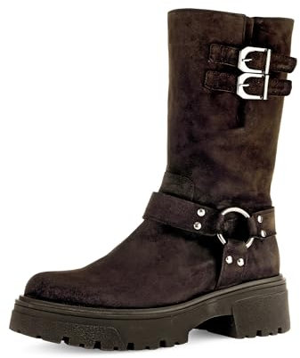 Gabor Damen Biker Boots, Frauen Stiefeletten,uebergangsstiefel,Winterstiefeletten,Winterschuhe,warm,gefüttert,ENGL.Brown(altsilb),37 EU / 4 UK