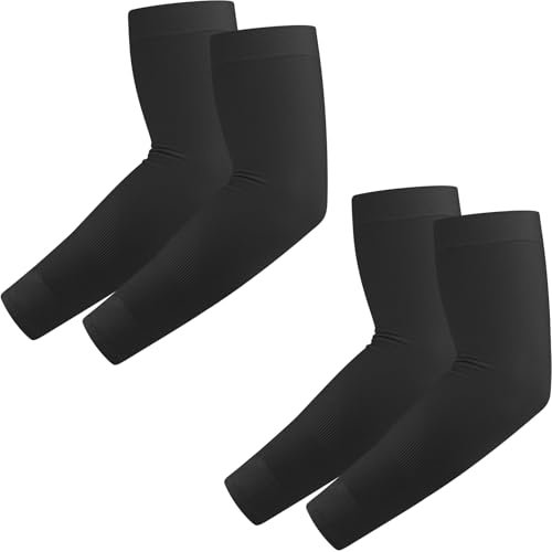 Amzpas 2 Paare Kühlung UV-Schutz Ärmlinge UPF 50+, UV Sonnenschutz Armstulpen für Damen Herren, Elastische, Atmungsaktive, Rutschfeste, Outdoor Sportarten Professionelle Sonnenschutz Armwärmer