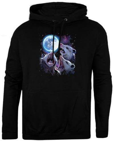 Pinitotee DREI Opossums Heulen Den Mond An Schwarzer Unisex-Pullover, Normaler Kapuzenpullover