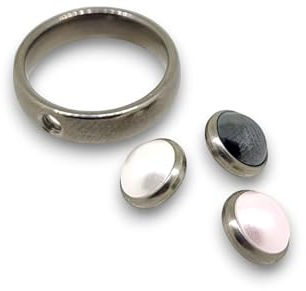 HERRATHO Titan Damenring Dhaulagiri mit Wechselfassung | Perlenring wählbar in drei Farben | mit Perlen veredelt | Made in Germany (Rosaline + Hermatite, 20)