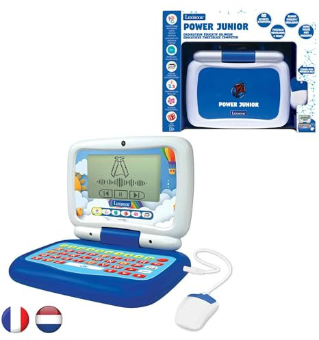 Lexibook, Power Junior, Ordinateur Portable éducatif bilingue FRANÇAIS/NÉERLANDAIS avec 40 activités Dont Une Nouvelle façon d'apprendre à Lire et à Compter, JC398i10