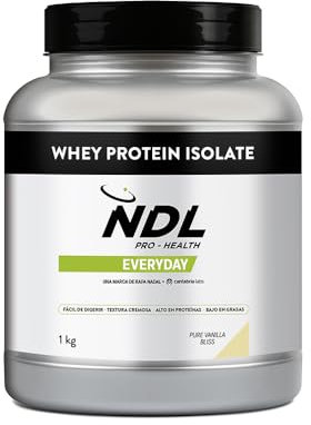 NDL Pro-Health Wey Protein Isolate - Protéines isolées, Tonifie et développe la masse musculaire, Améliore vos séances d'entraînement - Pure Vanilla Bliss - 1 KG - by Rafa Nadal