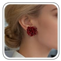 Inateannal Vintage Acrylic Flower Earrings Large Flower Stud Earrings Red Acrylic Floral Earring Resin Camellia Earring Statement Jewelry for Women