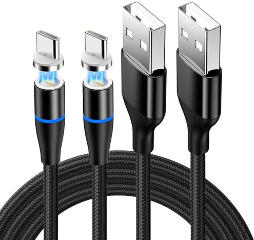 LANAFAY 2Pack Magnetic Charging Cable, 5A Magnetic Type C Charger Cable, Led Magnetics USB C Charging Cable Support Fast Charging Data Transfer, Nylon Braided Magnet Phone Charger Cord (2M/6.6ft)