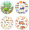 60pcs Car Party Plates 7 inch, Fire Truck Transportation Excavator Automotive Birthday Decorations in 4 Designs Firefighter Gifts Transportation Truck Party Supplies for Boy Kids Sport Police