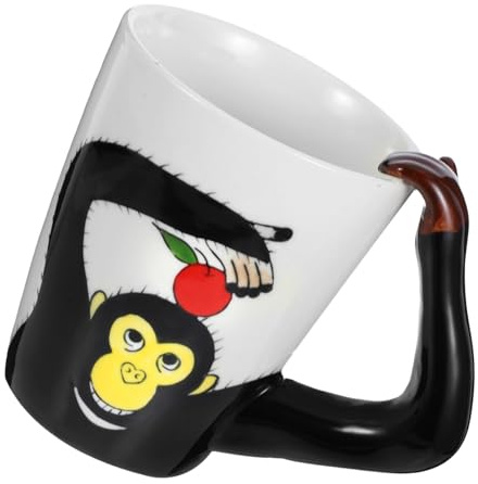 MAGICLULU Hand Painted Chimpanzee Cup Animal Mug Unique Ceramic Water Cup Paint Your Own Mug Animal Pattern