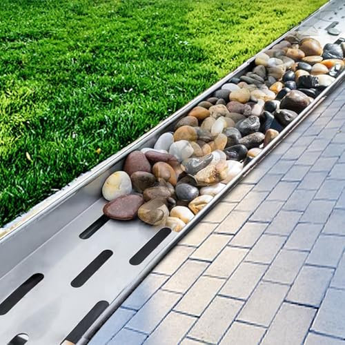Ablaufgitter Abflussgitter Hof Drainageset Unter Boden Entwässerungssystem, 15 20 25 30 35 CM Wide U Tunnel Drainagerinne Mit Gitterrost Für Kieselsteine Füllung, Betonböden Rinne Abflüsse(100x15x20cm