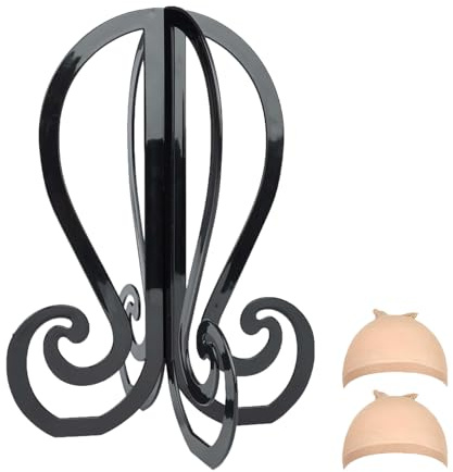 WXYYKX Perückenständer Perückenshalter Hutständer zum Trocknen und Aufbewahren/ Höhe 30 cm/ statt Styroporkopf/ Zusammenklappbar/ mit Extra Perückennetzen - 1 Stück