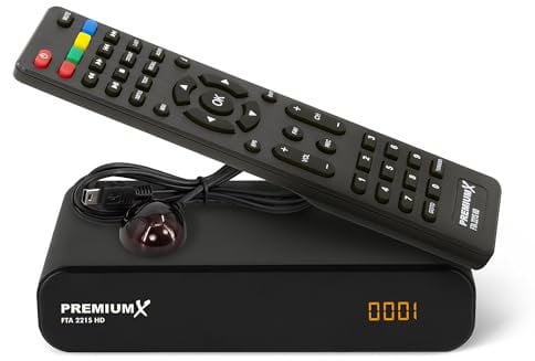 PremiumX Sat Receiver HD 221S FTA HD Digital DVB-S2 Mini Satelliten-Receiver Unicable tauglich, FullHD TV, HDMI, SCART, USB Multimedia-Player, Vorinstallierte Deutsche Sender