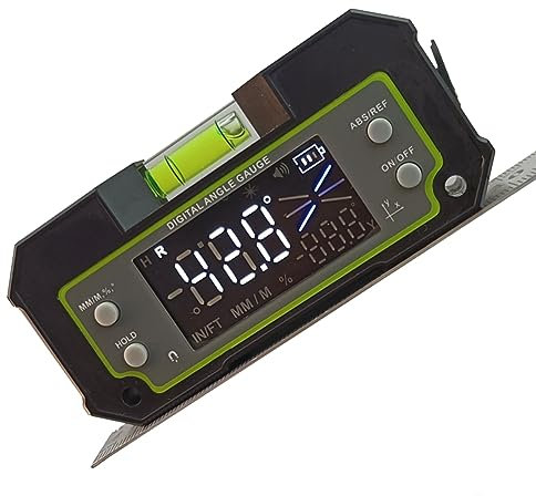 Fuhjythy 1 Stück Bluetooth-Neigungsmesser mit Achsen, Digitaler Winkelmesser, Messwinkellineal, Biax, Wiederaufladbar, Magnetische Wasserwaage, Schwarz