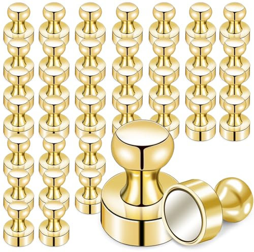 Aenienoe 38Stück Magnete für Magnettafel kleine Magnete Stark Neodym Extra Stark Magneten Halt Whiteboard Kühlschrank mit Griff Fotos Schule Gold