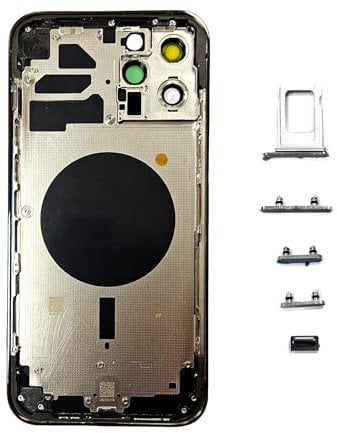 Smartex® Backcover aus Glas + Rahmen kompatibel mit iPhone 12 Pro Max Rückseite Cover + Frame (Schwarz)