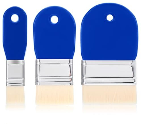 3 Stück Pinselset Flachpinsel Set Maler 1/2/3 Zoll Malerpinsel Pinsel Set Lackierpinsel mit Holzgriff Pinsel Lasur Holz Breit für Farben Wandfarbe, Lacke & Kreidefarbe Kunst Malerbedarf(Blau)