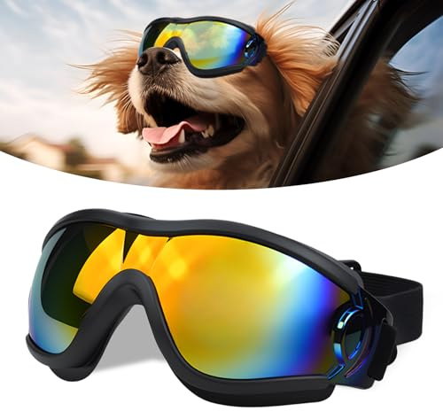 Shyllin Sonnenbrille für Hunde Uv Schutz, Hundesonnenbrille, Hundebrille Motorrad, Atmungsaktiv und Staubdicht, Cool Sonnenbrille für mittelgroße/große Hunde
