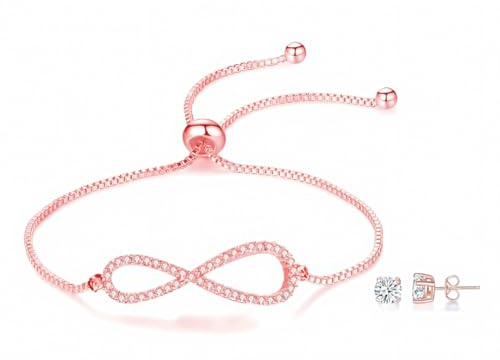 Mia Grace Jewellery Ensemble bracelet et boucles d'oreilles MGJ™ Infinity pour femme avec cristaux Austrian – Présenté dans un emballage de Noël blanc – Bijou hypoallergénique à offrir
