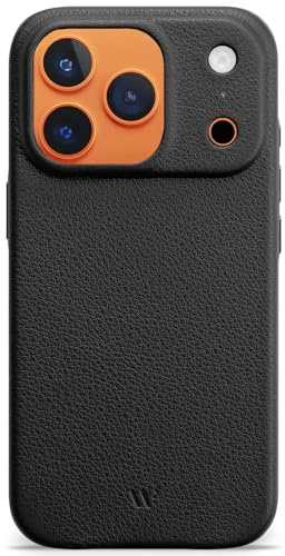 WIIUKA Hülle für iPhone 17 Pro, Leder aus Deutschland, Lederhülle extra Dünn, Premium Handyhülle, Case, Qi, skiin, Schwarz