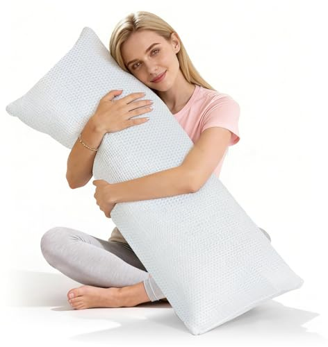 Lavio Body Pillow for Adults, 136 x 51cm Shredded Memory Foam Long Pillow with Zippered Cover – Side Sleep Support for Pregnant Women and Relaxation