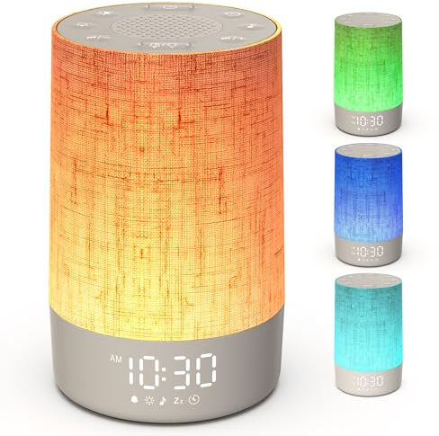 Tageslichtwecker Wecker Sonnenaufgang 10 Sanfte Wecktöne,30 Naturgeräuschen | 10 Licht Sonnenaufgang, Dimmbar Nachttischlampe, Snooze, Lichtwecker Einschlafshilfe, Dimmbares Nachtlicht, Timer