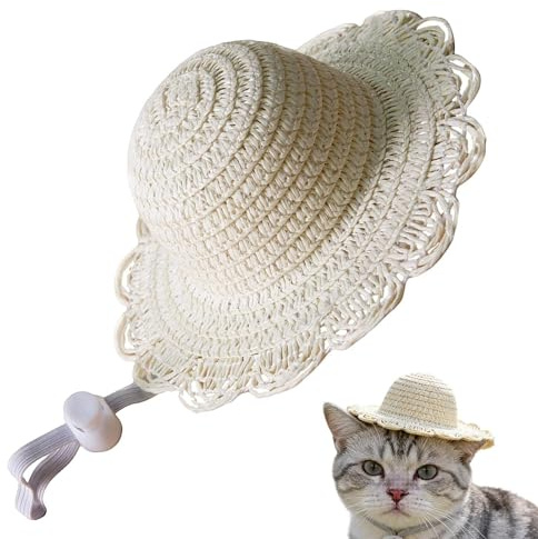 Straw Hat for Small Pet Breathable Kitten Headpiece