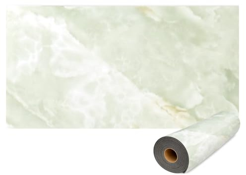 HOOZ Fliesenaufkleber Rolle 3m Küchenrückwand, Selbstklebende Fliesen, Klebefliesen Küche Wandpaneele für Wanddeko Wandverkleidung Schlafzimmer Wohnzimmer,Marmoroptik grün