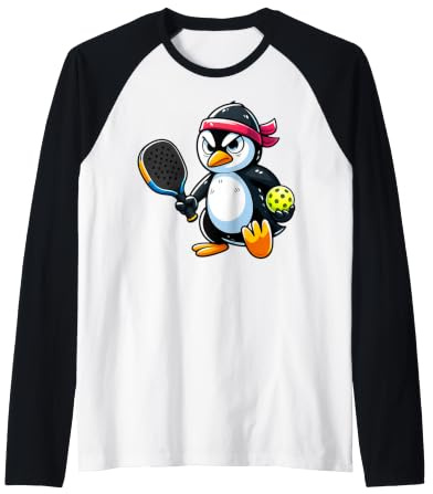 Pinguin-Pickleball-Spieler mit Stirnband Raglan