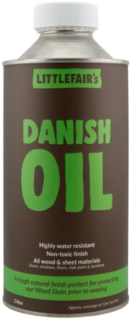 Littlefair’s Danish Oil for Wood 2.5ltr - Water Resistant & Quick-Drying Formula - Danish Oil for Wood Exterior, Interior & Wooden Worktops - Easy Apply & Low Sheen Finish for All Wood Types