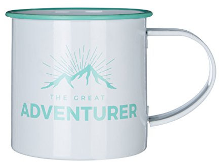 Premier Housewares Aventurier Mug, en Acier galvanisé, Blanc/Vert, 350 ML