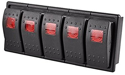 E Support 5 Pièces Interrupteur à Bascule Commutateur de Tableau 12V 20A 24V 10A Rouge LED Lumineuse Support Barre Interrupteur Bord Voiture 4 Broches