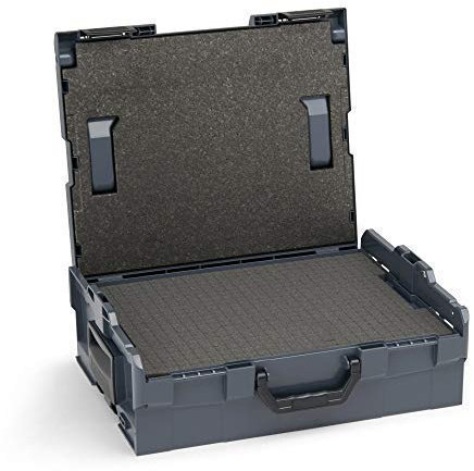 Werkzeug Schaumstoffeinlage leer | L BOX 136 (anthrazit) inkl. Rasterschaumstoff & Deckeneinlage | Sortierkasten groß | Ordnungssystem Werkstatt