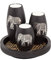 IYARA CRAFT Teelichthalter mit Kerzentablett, dekorativer Kerzenhalter, mattes Holz-Finish, mit eingelegtem Aluminium, antiker Elefant, aufwendige Details