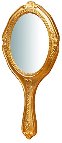 Biscottini Handspiegel Vintage 28x14 cm | Schminkspiegel klein | Retro Spiegel Antik-Finish | Kleiner Spiegel