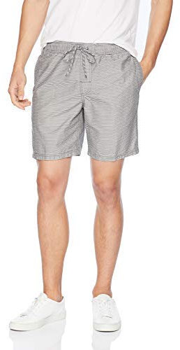 Amazon Essentials Men's 8 Inseam Relaxed-Fit Drawstring Walk Shorts (Available in Plus Size), Grey/Stripes, M