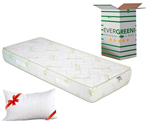 EVERGREENWEB Orthopädische Kaltschaummatratze 90x200 cm 20 Hoch, Bambusfaser Bezug, Atmungsaktiv, Hypoallergen + 1 Memory Foam Flocken Kissen KOSTENLOS mit MASSAGEEFFEKT | Fashion Bamboo