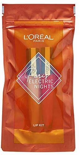 L'Oreal Rouge Signature Nude and Red Lipstick Duo Paris Electric Nights Lip Kit Makeup Gift Set for Women