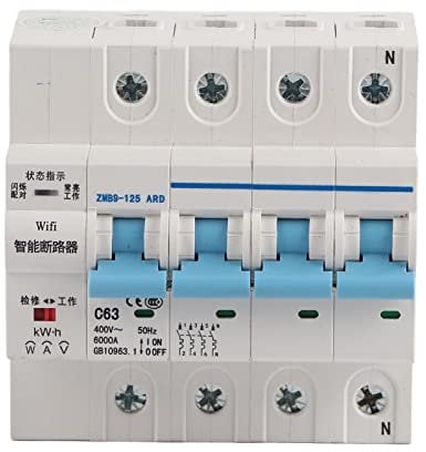 Intelligenter Leistungsschalter, WiFi 4P Drahtloser Fernsteuerungsschalter, 25A 40A 63A 80A 100A Leitungsschutzschalter, ZMB9-125 400V Sicherungsautomat(63A)