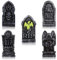 Toyvian 5 Stück 40cm Halloween Schaumstoff Friedhof Grabsteine Dekorationen und 12 Metall Bodenspitze Gruselige Halloween Deko für Innen Und AußEndekoration