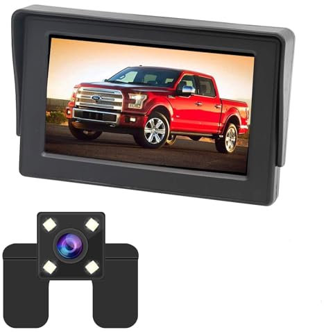 OBEST Reversing Camera Kit with 4.3'' LCD Monitor Car Rearview Backup Camera,Parking Assistance System/Waterproof Night Vision Rear/Front View Observation System for Cars, Trucks, Pickups, SUV, Vans