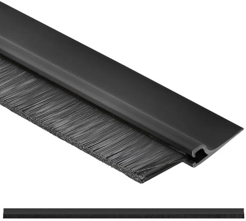KOTARBAU® Burlete bajo puerta con pelo 100 cm, Burlete pelo para puerta, Burlete negro autoadhesivo, Bajo puerta de PVC adhesivo 1 metro, Tira aislante, Burlete de pelo, Burlete de cepillo