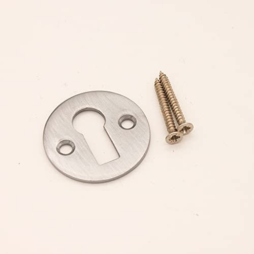 Victorian Standard Profile Open Key Hole Door Lock Plate Cover Escutcheon Lock Security Key Hole Cover in Various Finishes (Satin Chrome)