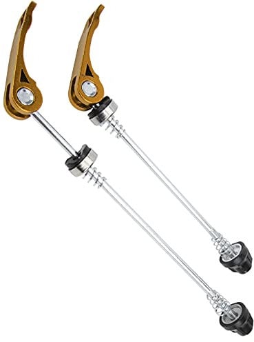 CHICIRIS Quick Release Skewer, 145/185mm 2pcs Road Mountain Bicycle Quick Release Skewers Bike Front Rear Skewer(gold) Bicycles and accessories