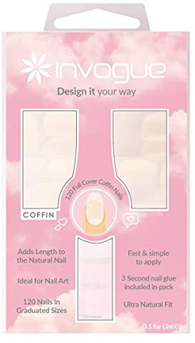Invogue Full Cover Coffin Nails - 120 Pieces