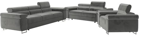 Mirjan24 Sofa Set Torezio 3+2+1, Sofagarnitur für Wohnzimmer, Couchgarnitur, Wohnlandschaft, Sofas, Couch, Füße aus Metall Chrom, Sofa (Manila 16)