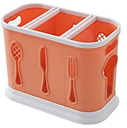 Küchenutensilienhalter Besteck Abtropfgestell Stäbchen Löffel Gabeln Aufbewahrungsregal Kunststoff Arbeitsplatte Spüle Organizer Korb-orange