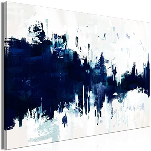 murando Akustikbild Abstrakt Bilder Akustikschaum Hochleistungsschallabsorber Schallschutz Leinwand 1 tlg Wandbild Raumakustik Schalldämmung dunkelblau weiß blau wie gemalt