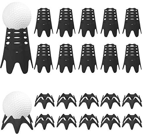 20 Stück Golf-Tees, Kunststoff-Golf-Simulator-Tees, Übungs-Trainings-Golfmatten-Tees für Sportliebhaber zu Hause (10 Groß und 10 Klein, Schwarz)