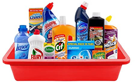 simpa Red Large Plastic Rectangular Deep Multipurpose Household Tray - 13cm (H) x 64cm (L) x 49cm (W)