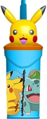 ILS I LOVE SHOPPING Gobelet 360ml avec Paille et Personnage 3D pour Enfants Sans BPA pour POKEMON