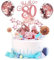 Tortendeko 80 Geburtstag Männer Frauen 17 Pcs Cake Topper Happy Birthday Kuchen Dekoration 80 Geburtstag Torten Topper Deko mit geburtstagskerzen Sternen Konfetti-Luftballons und Papierfächer Roségold