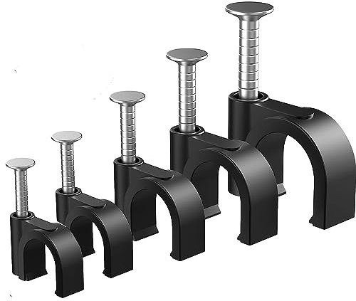 OAIGE.W 500Pcs Cable Clips, Cable Clips Black, 4mm 6mm 7mm 8mm 10mm, Used for ethernet Cable, Telephone line, TV Cable (Black-4/6/7/8/10mm)