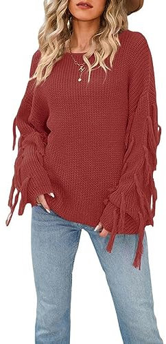 mingxinshangdian Lose Strickpullover für Damen, Sternmuster-Pullover, Damen-Rundkragen, langärmlig, Strickpullover, Y2k-Kleidung, Streetwear-wie Bild_q-M